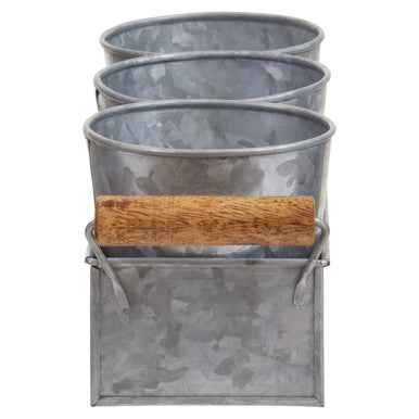 Drummond Set Of Three Galvanised Steel Flower/Herb Pots With Tray