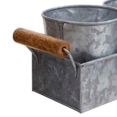 Drummond Set Of Three Galvanised Steel Flower/Herb Pots With Tray