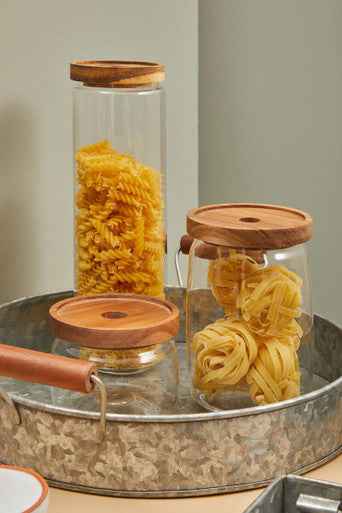 Drummond Round Galvanised Steel Tray With Wood Handles