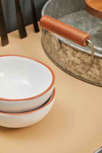 Drummond Round Galvanised Steel Tray With Wood Handles