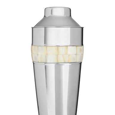 Silver Cocktail Shaker With Mother Of Pearl Inlay