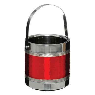 Red Ice Bucket With Tongs