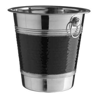 Mixology Hammered Stainless Steel With Black Band Champagne Or Wine Bucket