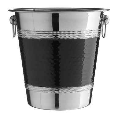Mixology Hammered Stainless Steel With Black Band Champagne Or Wine Bucket