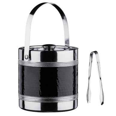Black Ice Bucket With Tongs