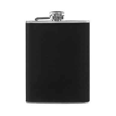Black Leather Effect Stainless Steel Hip Flask Set