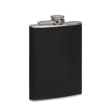 Black Leather Effect Stainless Steel Hip Flask Set