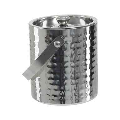 Hammered Effect Stainless Steel Ice Bucket With Handle