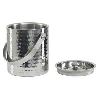 Hammered Effect Stainless Steel Ice Bucket With Handle