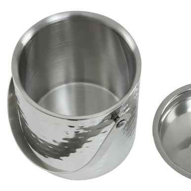 Hammered Effect Stainless Steel Ice Bucket With Handle