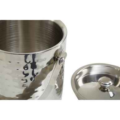 Hammered Effect Stainless Steel Ice Bucket With Handle