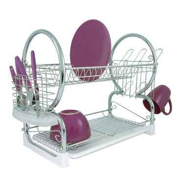 Laurie 2 Tier Dish Drainer With White Plastic Tray