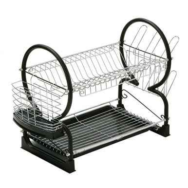 Laurie Black Enamel Coated Frame 2 Tier Dish Drainer