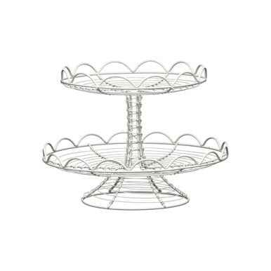 2 Tier Cream Wire Cake Stand