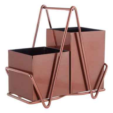 2 Compartment Rose Gold Cutlery Caddy