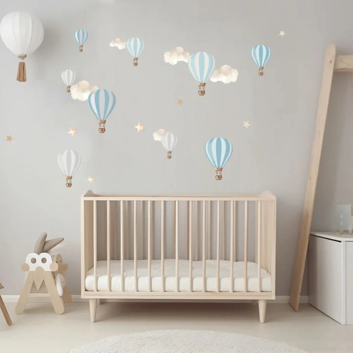 Live Vida Hot Air Balloons Wall Stickers A4 - Blue & Grey