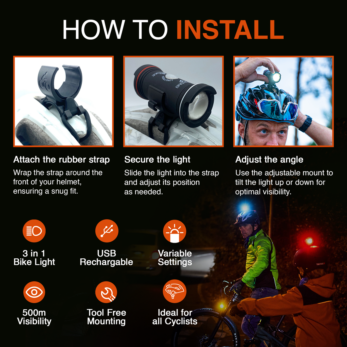 Brightside Bike Helmet Light