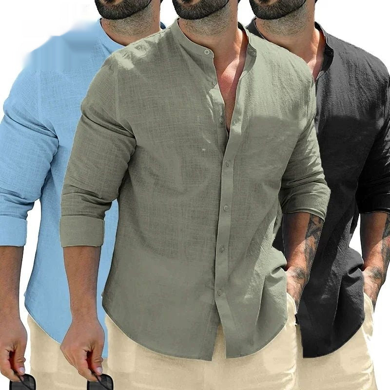 Autumn Mens Long Sleeve Shirts Cotton Business  Men