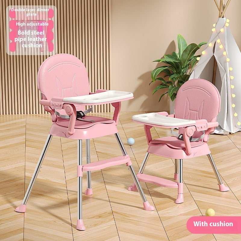 Abaddou Foldable Baby High Chair - Adjustable Metal Frame 105cm