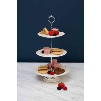3 Tier Ceramic Lace Cake Plate