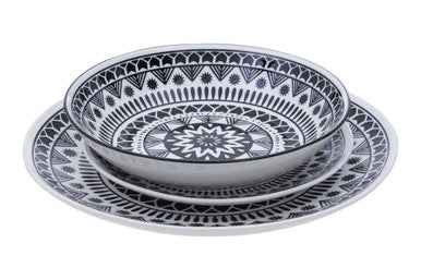Maya 12 Piece Black And White Dinner Set