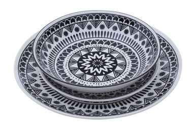 Maya 12 Piece Black And White Dinner Set