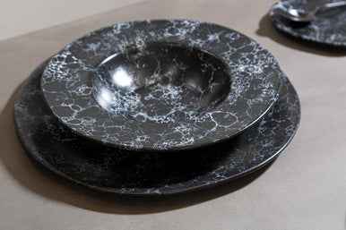 Hygge Black Marble Effect Pizza Plate