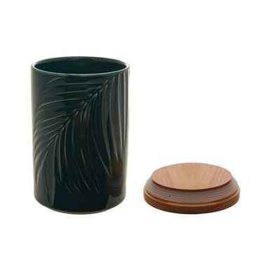 Bali Dark Green Medium Storage Jar with Bamboo Lid