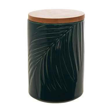 Bali Dark Green Medium Storage Jar with Bamboo Lid