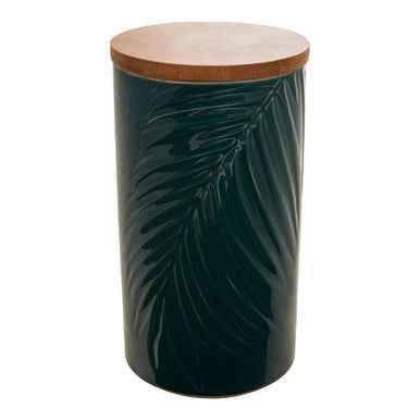 Bali Dark Green Large Storage Jar with Bamboo Lid