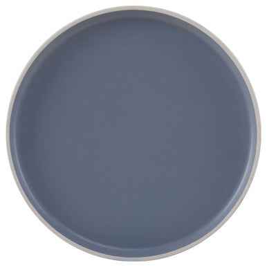 Elmira Twelve Piece Blue Stoneware Dinner Set With Grey Rim