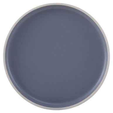 Elmira Twelve Piece Blue Stoneware Dinner Set With Grey Rim