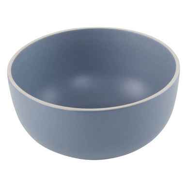 Elmira Twelve Piece Blue Stoneware Dinner Set With Grey Rim