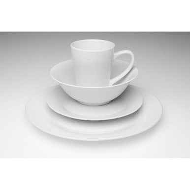 Elmira 16Pc White Porcelain Coupe Dinner Set
