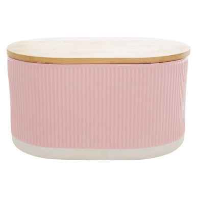 Geome Pink Bread Bin In Stoneware