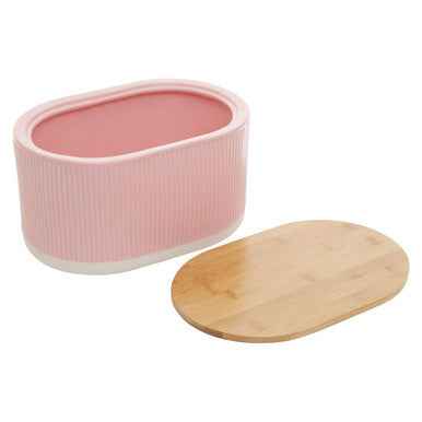 Geome Pink Bread Bin In Stoneware