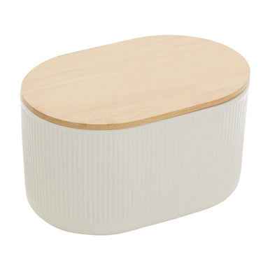 Geome Cream Bread Bin In Stoneware