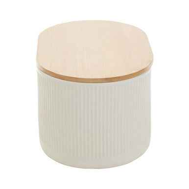 Geome Cream Bread Bin In Stoneware