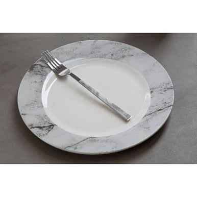 Avie 16 Piece White And Grey Marble Effect Dinner Set