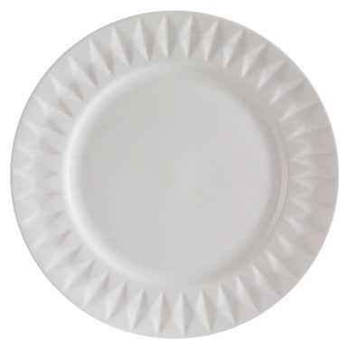 Avie 16 Piece White Embossed Dinner Set.