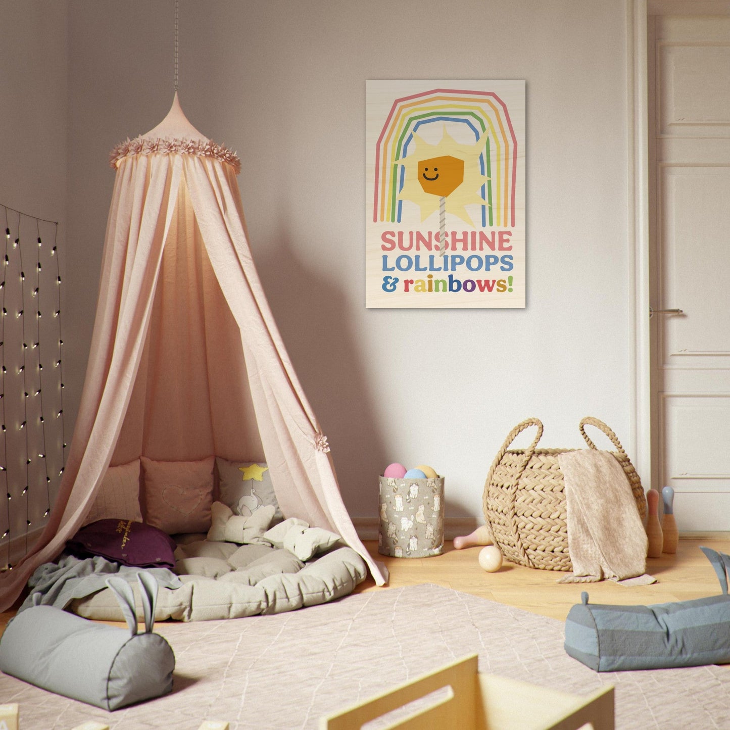 Sunshine, Lollipops & Rainbows - Wood Print