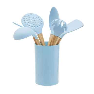 Zing 7 Piece Utensil Set In Pastel Blue