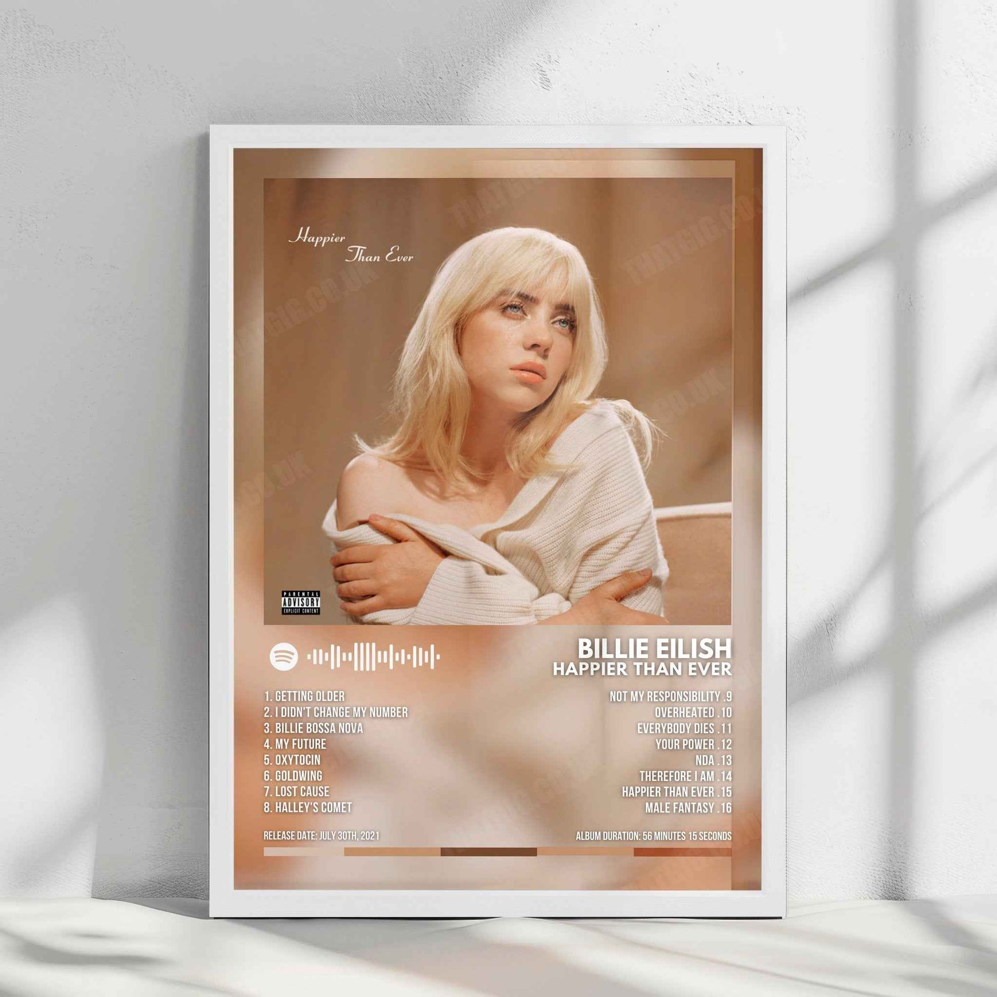 Billie Eilish "Happier Than Ever" Album Cover Poster - with Complete Tracklist