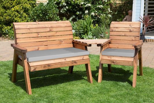 Charles Taylor Trading Three Seat Companion Set Angled With Grey Cushion Brown