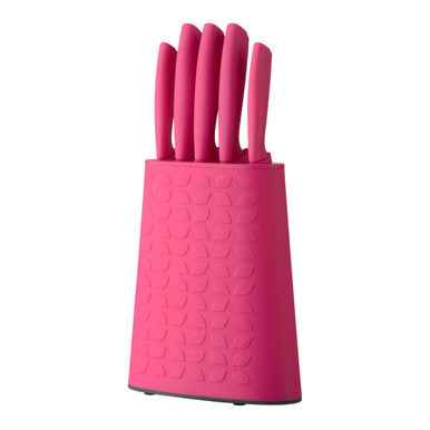 Living Colour 5Pc Hot Pink Knife Block Set