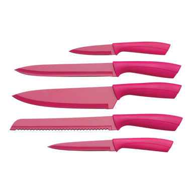 Living Colour 5Pc Hot Pink Knife Block Set