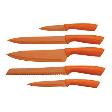 Living Colour 5Pc Orange Knife Block Set