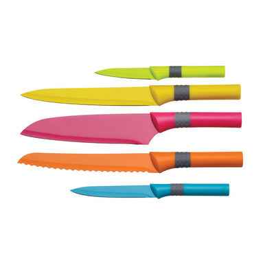 Living Colour 5Pc Knife Set With Rubber Handle