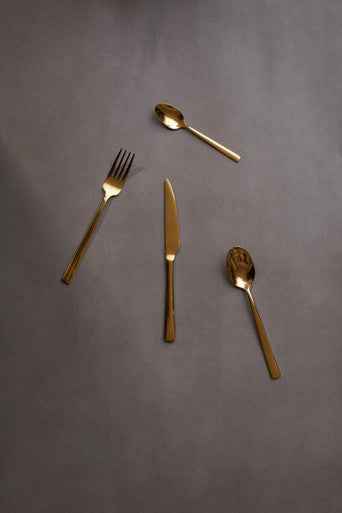 Avie Glow 16 Piece Gold Cutlery Set