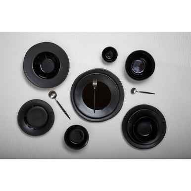 Avie 16 Piece Matte  Silver And Black Cutlery Set